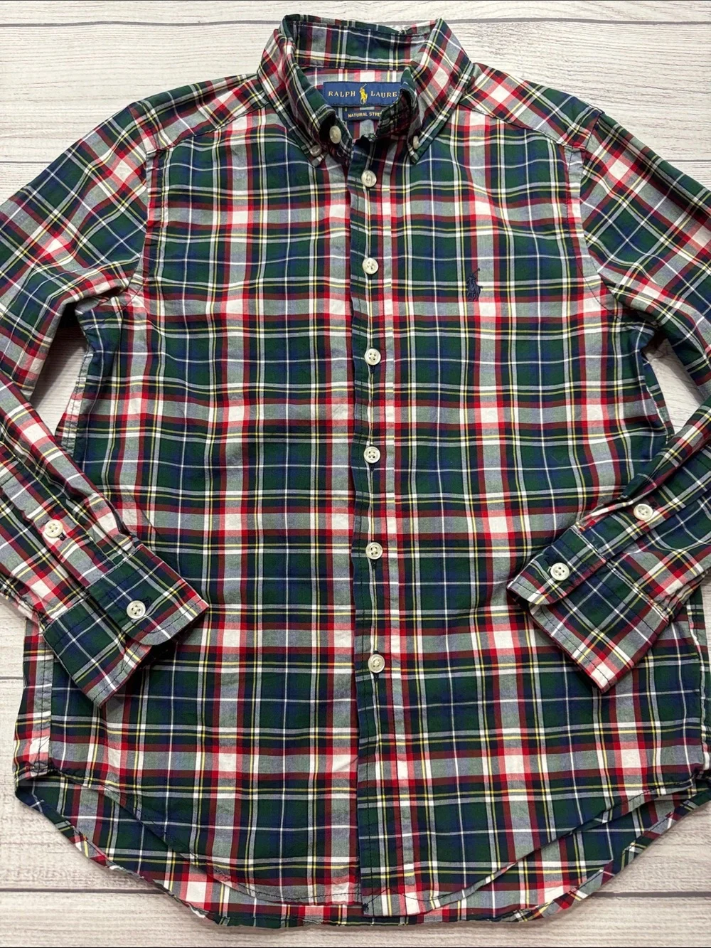 Ralph Lauren Plaid Button-Down Shirt in Green, Red, Navy & White